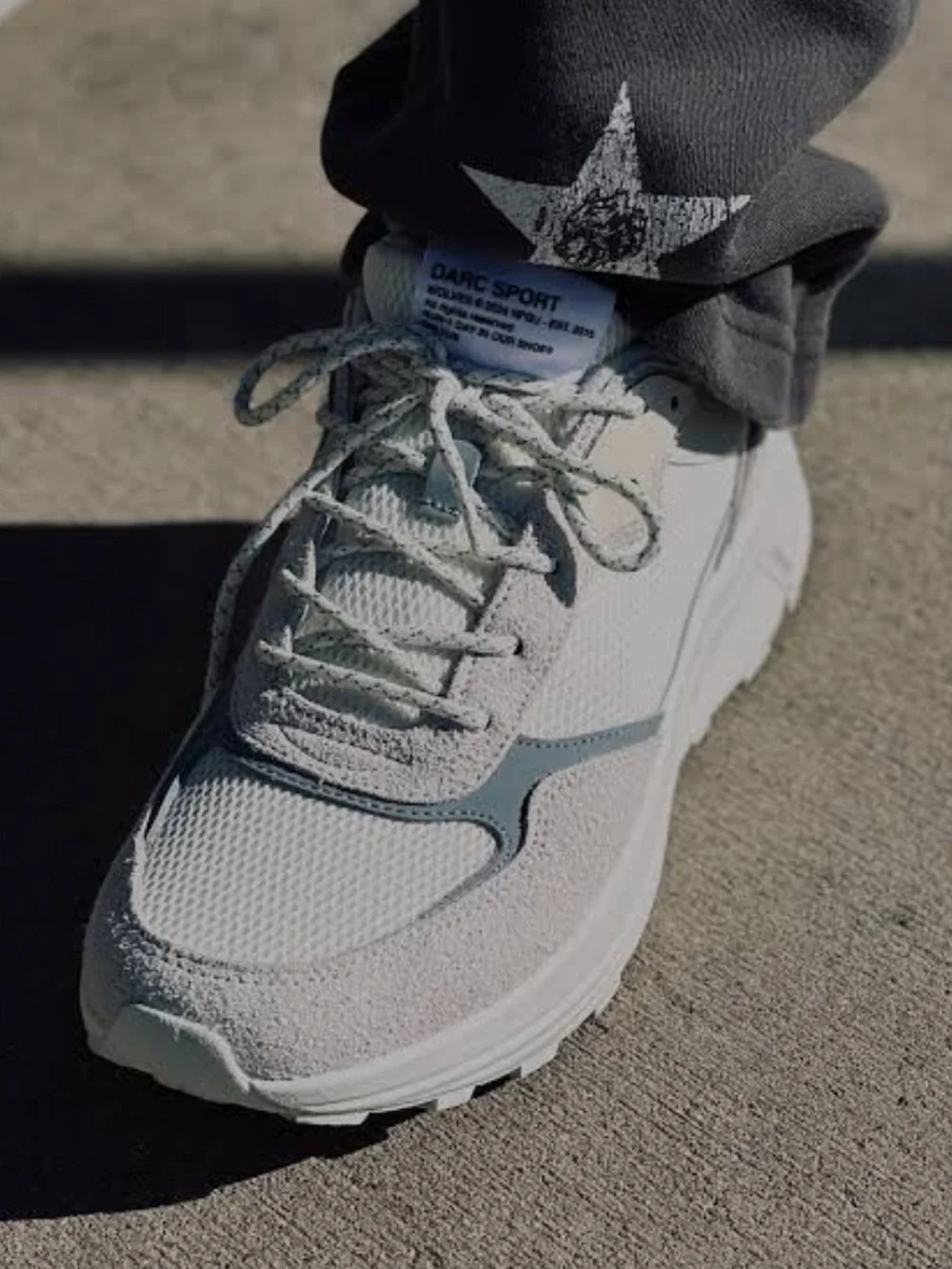 Darc Sport Run 1 Cream Grey Suede Unisex Gym Athletic Shoes